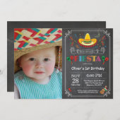 Fiesta Birthday Invitation Chalkboard Mexican Kaart (Voorkant / Achterkant)
