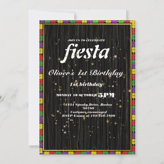 Fiesta Birthday Invitation Chalkboard Mexican Kaart (Voorkant)