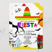 Fiesta Birthday Invitation Chalkboard Mexican Kaart (Voorkant / Achterkant)