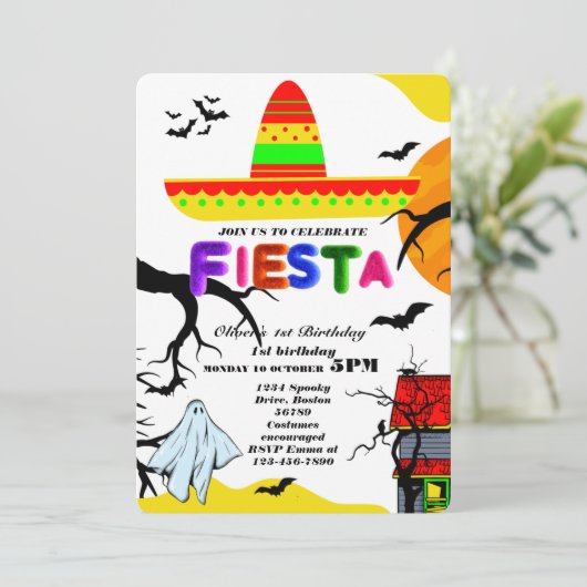 Fiesta Birthday Invitation Chalkboard Mexican Kaart (Staand voorkant)