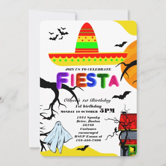 Fiesta Birthday Invitation Chalkboard Mexican Kaart (Voorkant)