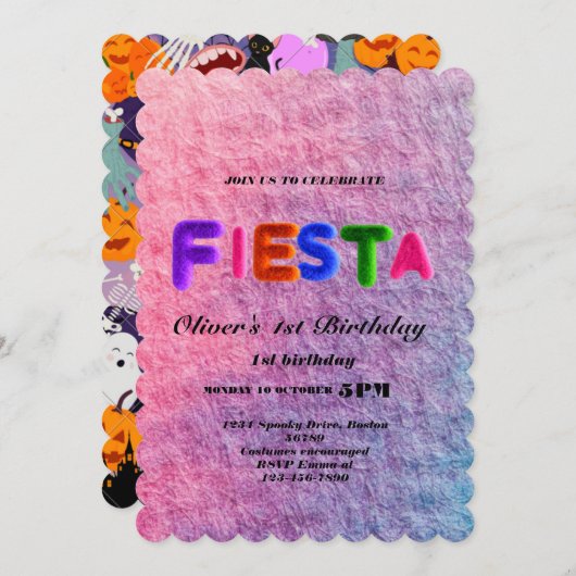 Fiesta Birthday Invitation Chalkboard Mexican Kaart (Voorkant / Achterkant)