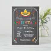 Fiesta Birthday Invitation Chalkboard Mexican Kaart (Staand voorkant)