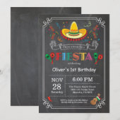Fiesta Birthday Invitation Chalkboard Mexican Kaart (Voorkant / Achterkant)