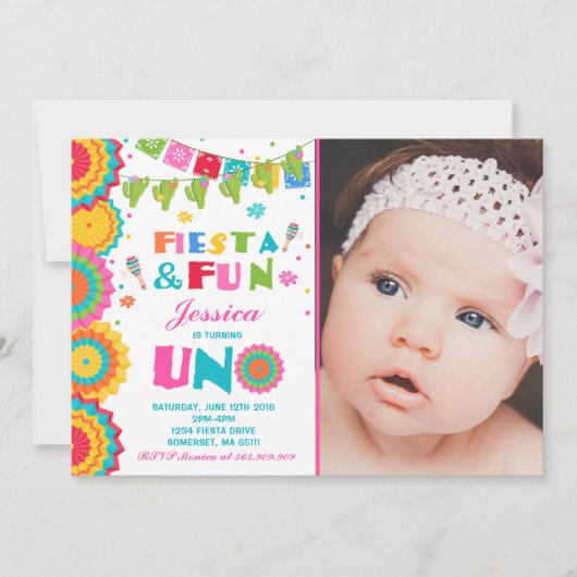 Fiesta Birthday Invitation Fiesta Fun Turning Uno Kaart (Voorkant)