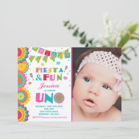 Fiesta Birthday Invitation Fiesta Fun Turning Uno Kaart (Staand voorkant)