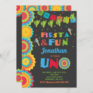 Fiesta Birthday Invitation Fiesta Fun Turning Uno Kaart