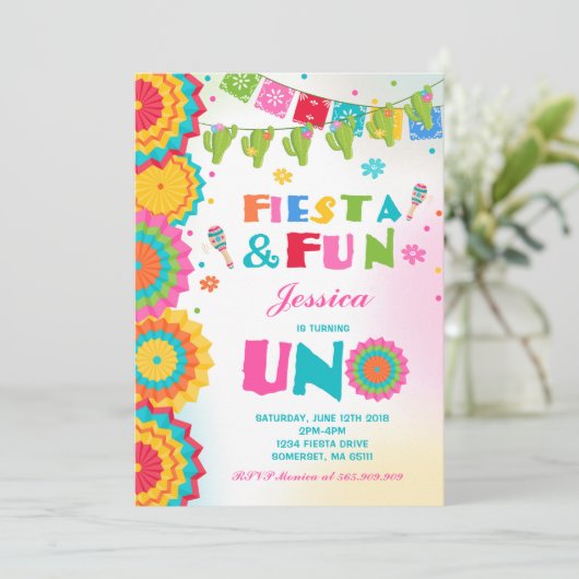 Fiesta Birthday Invitation Fiesta Fun Turning Uno Kaart (Staand voorkant)