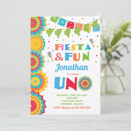 Fiesta Birthday Invitation Fiesta Fun Turning Uno Kaart (Staand voorkant)