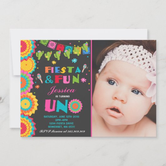 Fiesta Birthday Invitation Fiesta Fun Turning Uno Kaart (Voorkant)