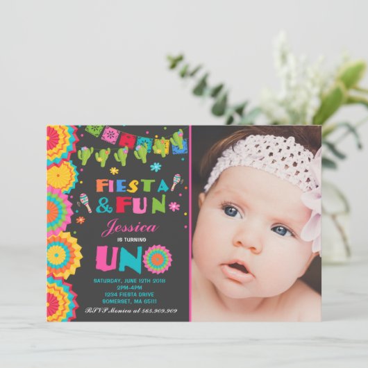 Fiesta Birthday Invitation Fiesta Fun Turning Uno Kaart (Staand voorkant)