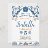 Fiesta Birthday Invitation, Floral Party Invite Kaart (Voorkant)