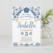 Fiesta Birthday Invitation, Floral Party Invite Kaart (Staand voorkant)