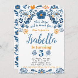 Fiesta Birthday Invitation, Floral Party Invite Kaart