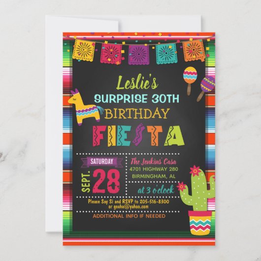 Fiesta Birthday Invitation for Pinata Kaart (Voorkant)