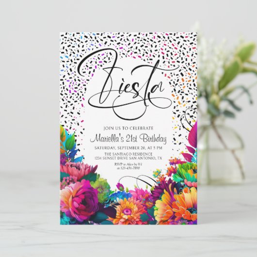 Fiesta Birthday Invitation Kaart (Staand voorkant)