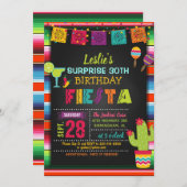 Fiesta Birthday Invitation - Sarape Border Kaart (Voorkant / Achterkant)