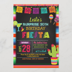 Fiesta Birthday Invitation - Sarape Border Kaart