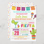 Fiesta Birthday Invitation - White Kaart (Voorkant / Achterkant)