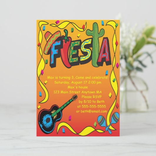 Fiesta Birthday of Party Invitation Kaart (Staand voorkant)