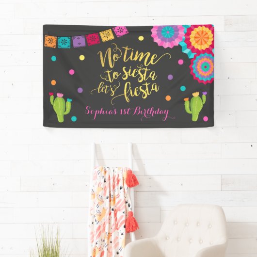 Fiesta Birthday Party Banner: geen tijd voor Siest Spandoek (Insitu)