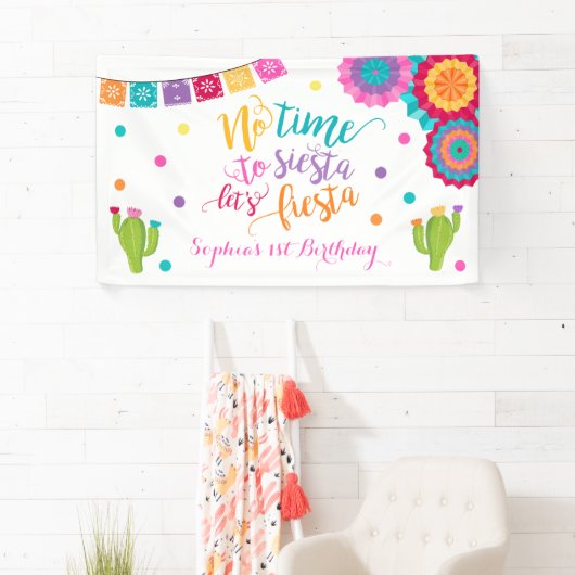 Fiesta Birthday Party Banner: geen tijd voor Siest Spandoek (Insitu)