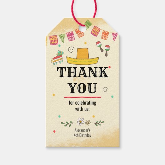 Fiesta Birthday Party Gift Labels Cadeaulabel (Voorkant)