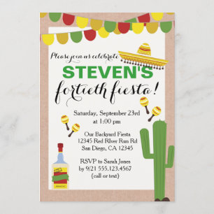 Fiesta Birthday Party Invitation Kaart