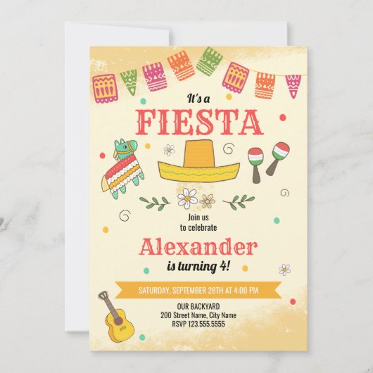 Fiesta Birthday Party Invitation Kaart (Voorkant)