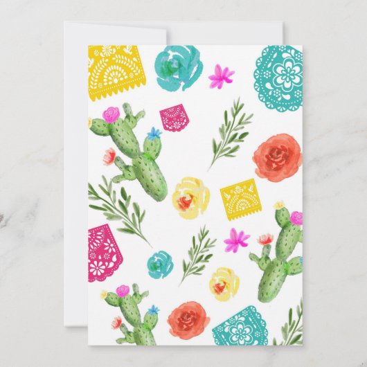 Fiesta Birthday Party Invitation Mexicaans thema Kaart (Achterkant)