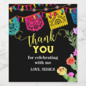 Fiesta Birthday Party Invitation Mexicaans thema Wijn Etiket (Enkel label)