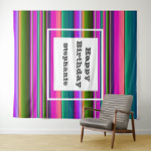 Fiesta Birthday Party Mexican Serape Blanket Wandkleed (In Situ (horizontaal))