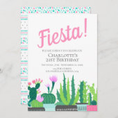 Fiesta Birthday succulent cactus bruiloft Kaart (Voorkant / Achterkant)