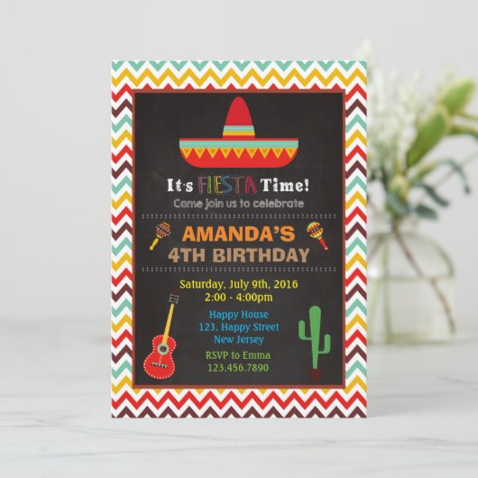 Fiesta Birthday Uitnodiging (Staand voorkant)
