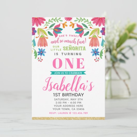 Fiesta Birthday Uitnodiging (Staand voorkant)