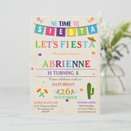 Fiesta Birthday Uitnodiging (Staand voorkant)