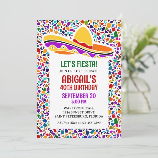 Fiesta Birthday Uitnodiging (Staand voorkant)