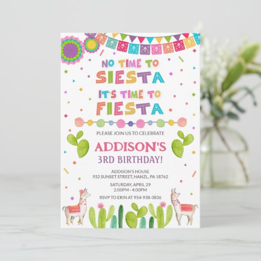 Fiesta Birthday Uitnodiging (Staand voorkant)