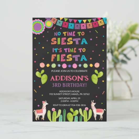 Fiesta Birthday Uitnodiging (Staand voorkant)