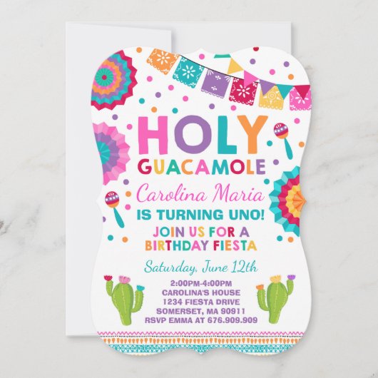 Fiesta Birthday Uitnodiging Heilige Guacamole Part (Voorkant)