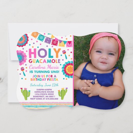 Fiesta Birthday Uitnodiging Heilige Guacamole Part (Voorkant)