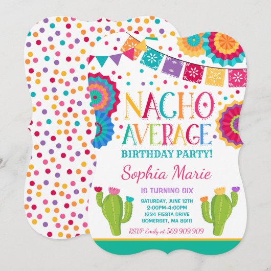 Fiesta Birthday Uitnodiging Nacho Gemiddelde Parti (Voorkant / Achterkant)