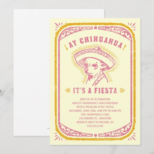 Fiesta Birthday-uitnodigingen Kaart (Voorkant / Achterkant)