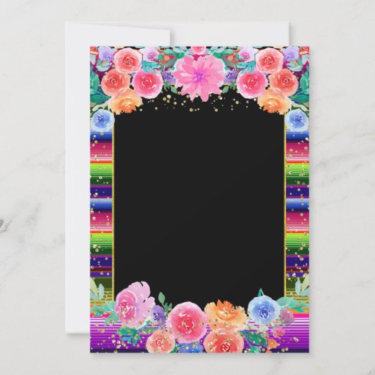 Fiesta Black Afstuderen Invitation Party Mexicaans Kaart (Achterkant)