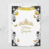 Fiesta Black & Gold Butterfly Mis XV Anos Kaart (Achterkant)