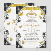 Fiesta Black & Gold Butterfly Mis XV Anos Kaart (Voorkant / Achterkant)