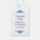 Fiesta Blauwe Verjaardag Douche Trouwen Dank u Cadeaulabel (Voorkant)