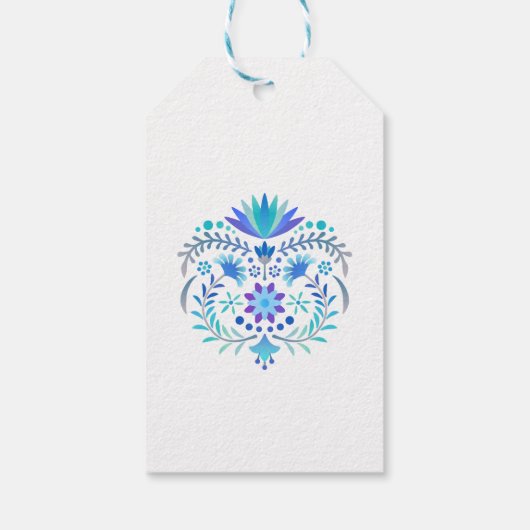 Fiesta Blauwe Verjaardag Douche Trouwen Dank u Cadeaulabel (Achterkant)