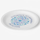 Fiesta Blauwe Verjaardag Douche Trouwen Papieren Bordje (Gekanteld)