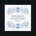 Fiesta Blauwe Verjaardag Douche Trouwen Servet<br><div class="desc">Mariachi, margarita's en herinneringen! Vuur de fiesta op met dit Mexicaanse folk art fiesta ontwerp. De kleurrijke tekst en het kunstwerk (met de hand getekend door Lively Scribe zelf) geven dit ontwerp een grillige maar elegante sfeer. Perfect voor de latinx in je leven. Of een feestje in de buurt van...</div>